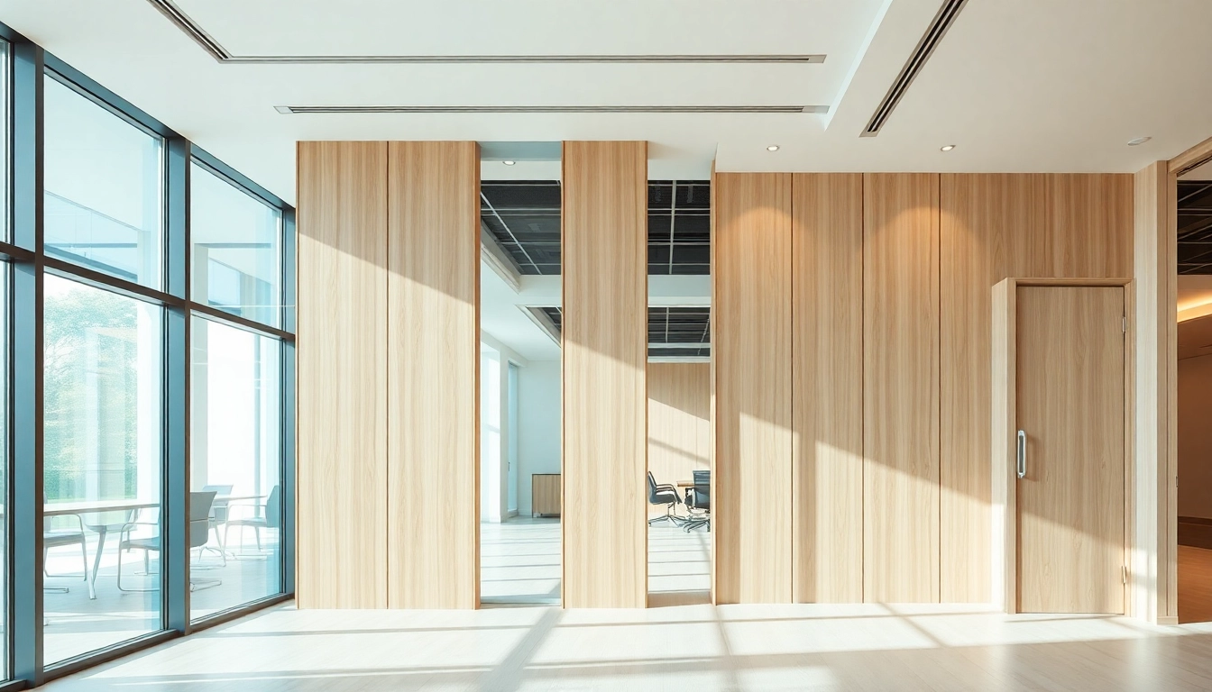 Showcasing a stylish folding partition wall that enhances office space versatility and aesthetics.