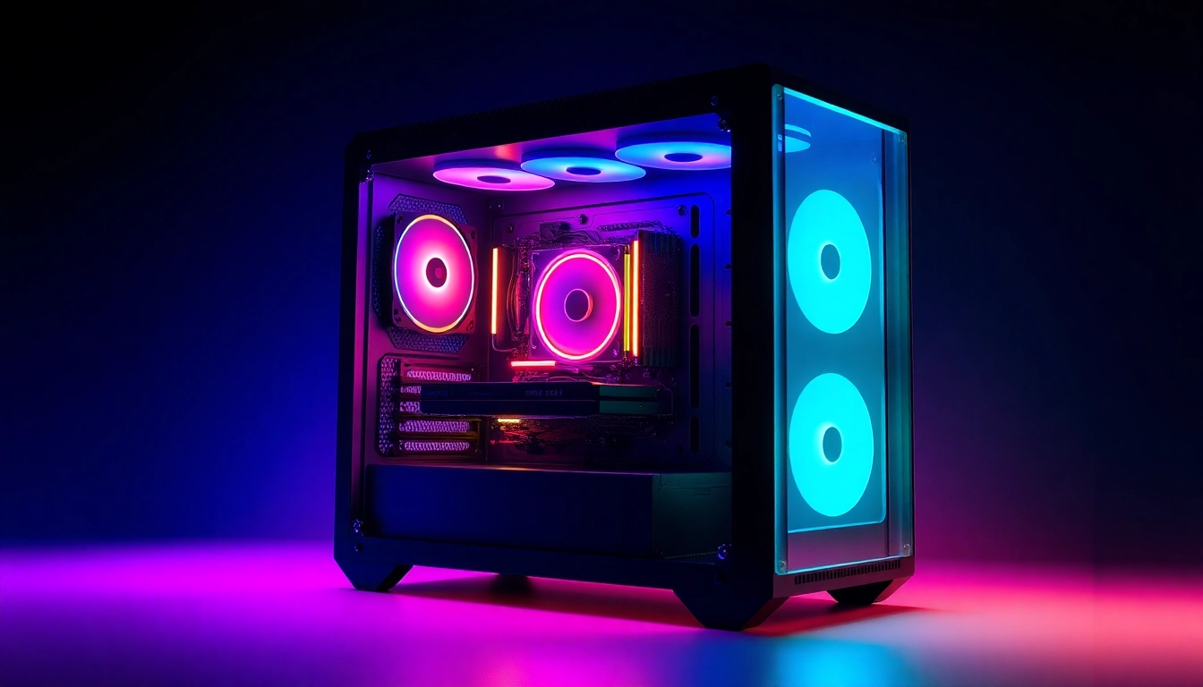 Showcase of a modern PC CASE Manufacturer's design featuring tempered glass and RGB lighting.