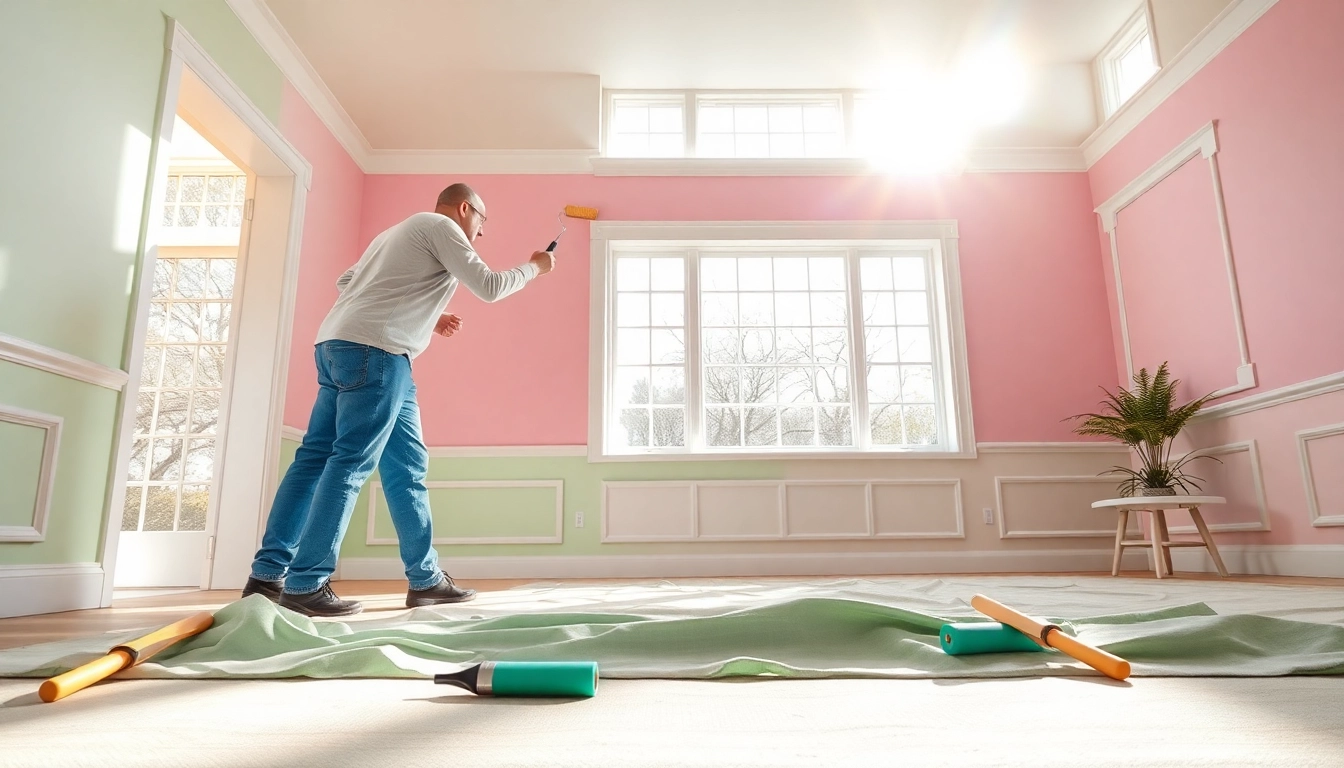 Interior painting with vibrant colors brings life to a living room space.