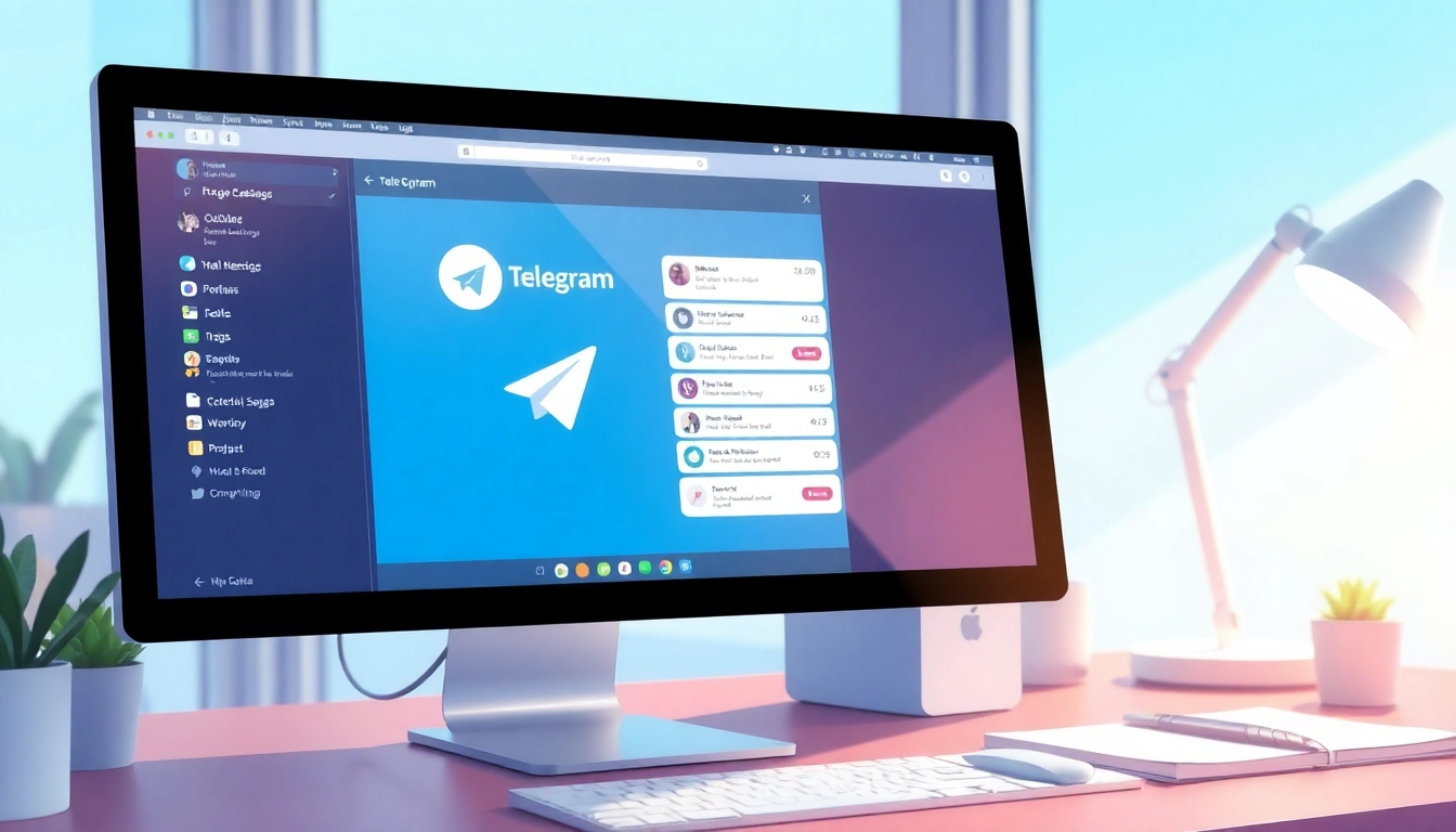 Download the Telegram电脑版 app interface on a computer screen showcasing its features and usability.