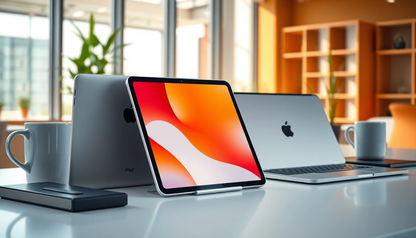 Buy iPad Pro displayed in a sleek modern workspace with natural lighting.
