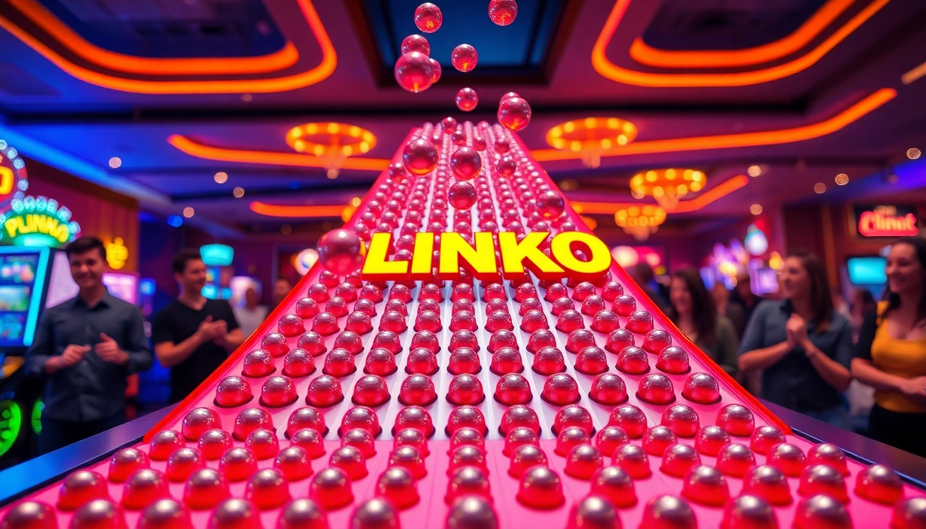 Permainan Plinko slot yang menyenangkan dengan bola yang jatuh ke grid pegs.