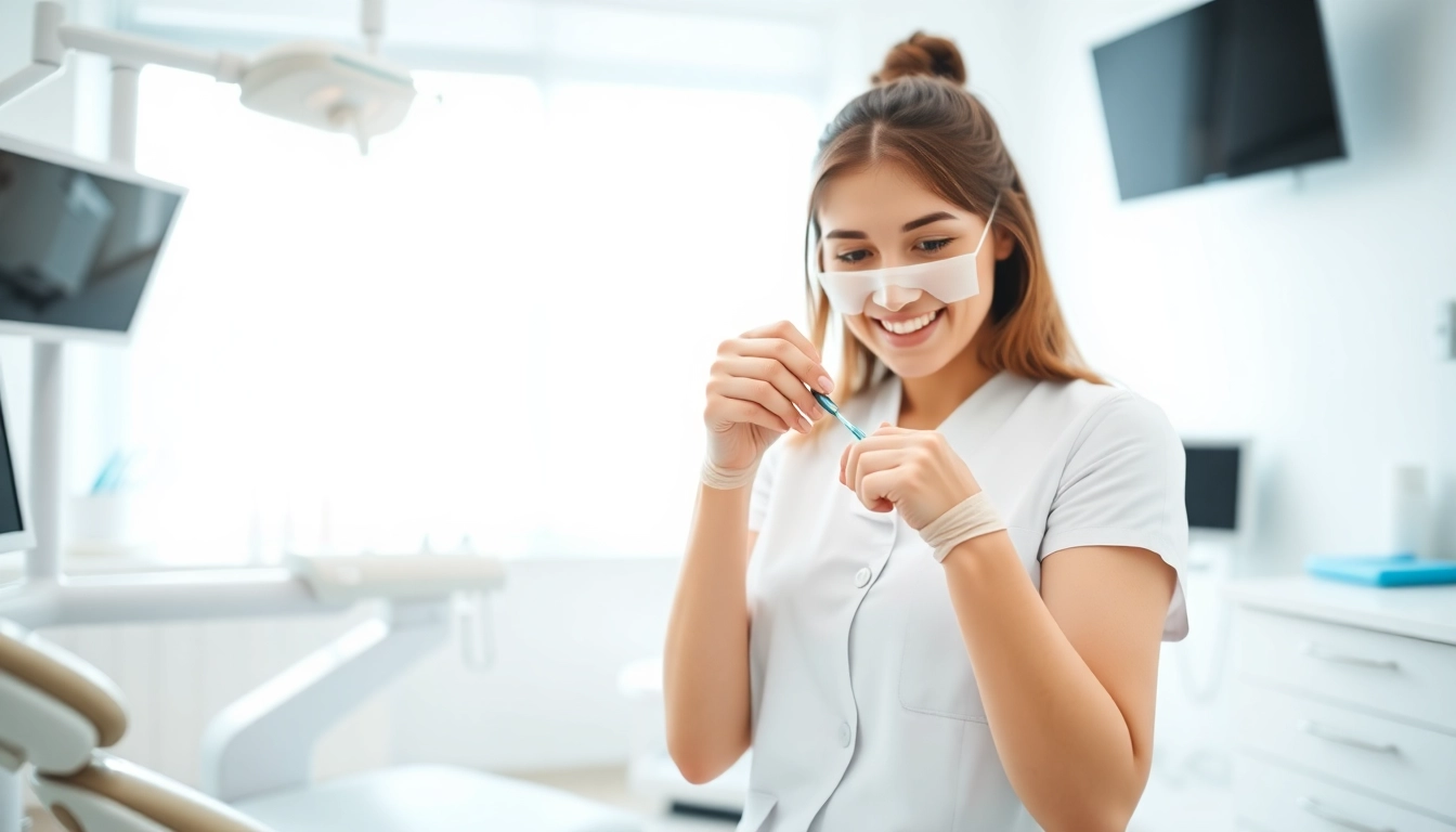 Showcasing dental hygiene techniques by a professional for improved personal hygiene.