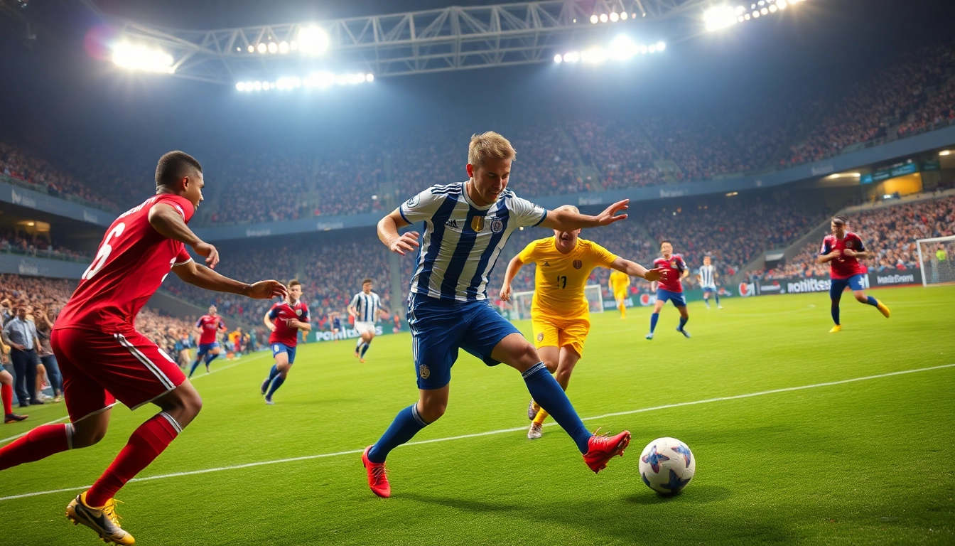 Engage in an exhilarating mix parlay game with players showcasing teamwork and skill under bright stadium lights.