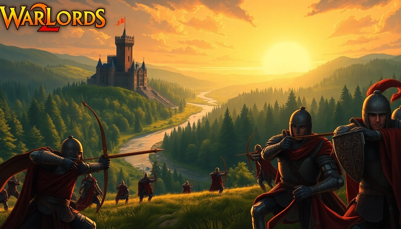 Engage in epic battles with Warlords 2 download set against a vivid medieval landscape.