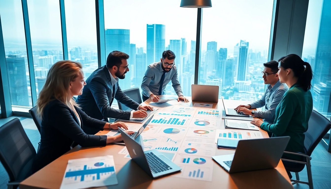 Analyze competitive intelligence strategies through collaborative teamwork in a vibrant office setting.