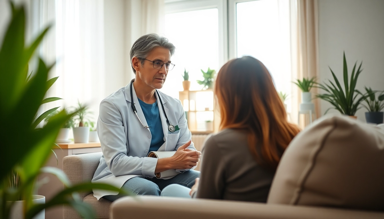 A compassionate session on dealing with depression in a serene therapy office environment.