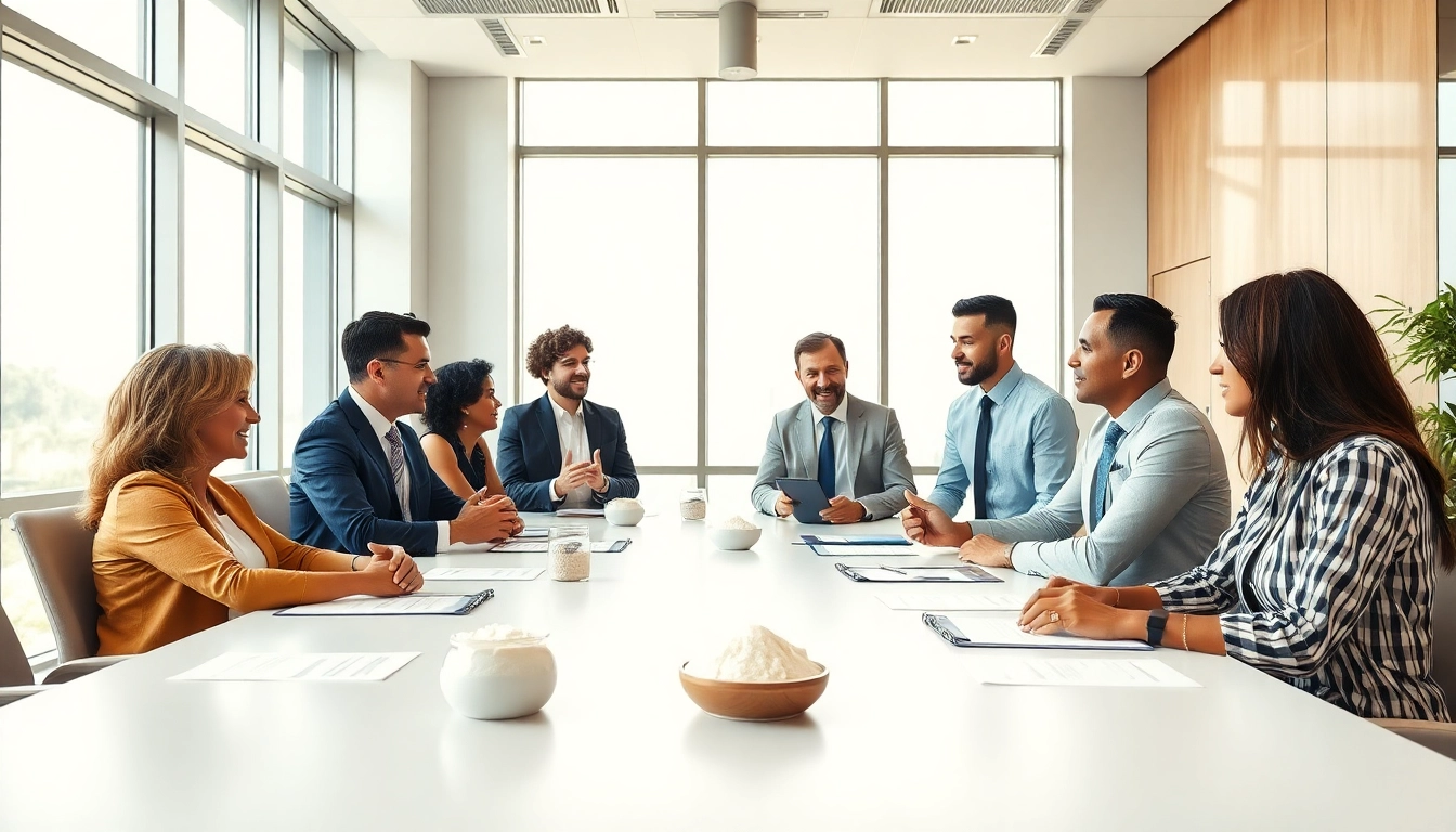 Connect with sugar buyers in a professional negotiation setting to facilitate trade.
