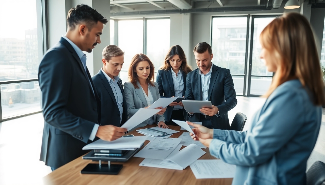 Enhance your strategy with Debt Collection Outsourcing experts collaborating in a modern office.