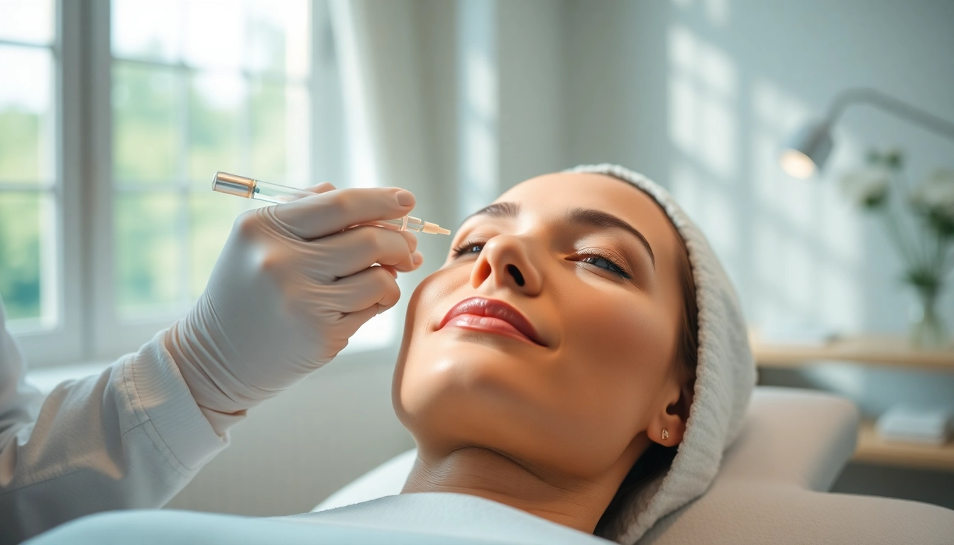 Administering botox and fillers in a soothing spa environment with a calm patient.