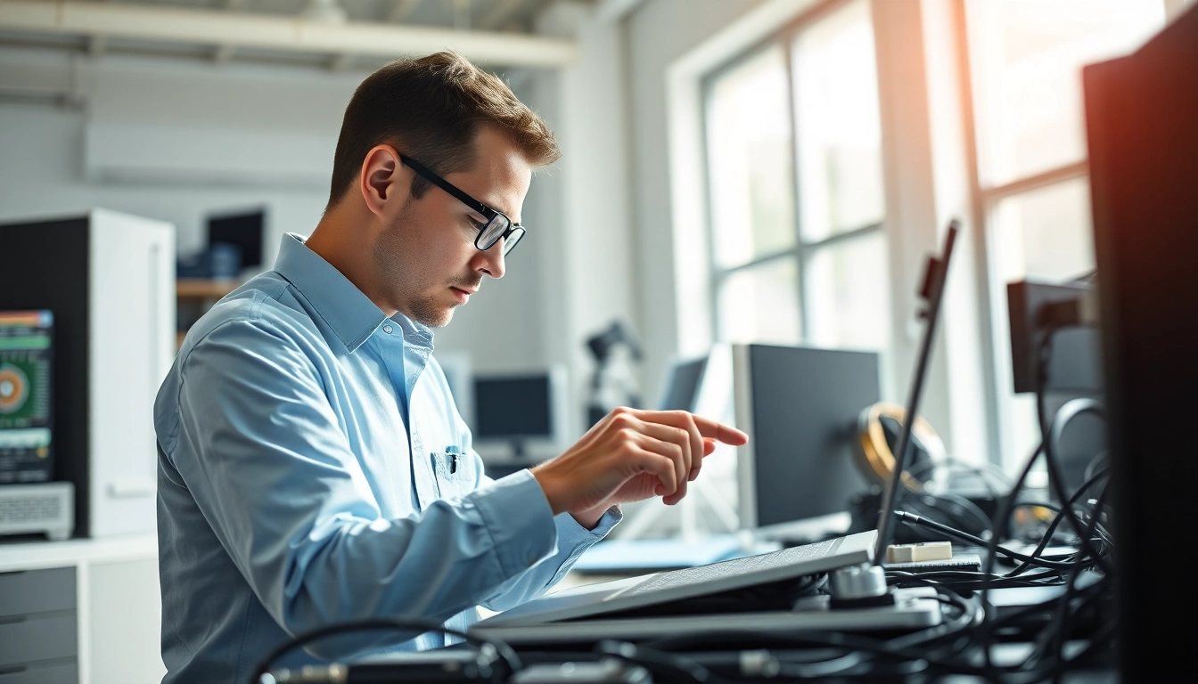 Providing expert computer service repair in a modern tech workshop environment.