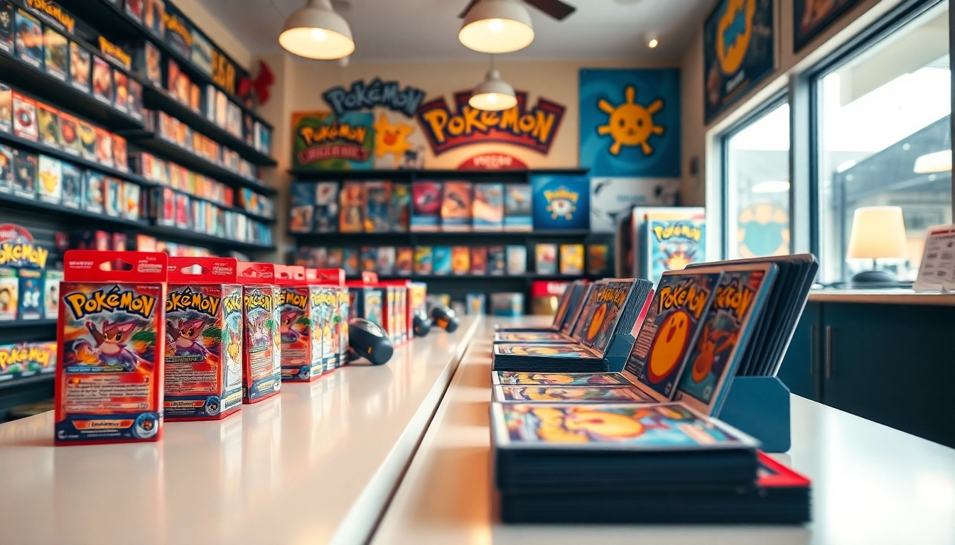 Shop Pokemon cards India, featuring a colorful display of booster packs and collectible cards.