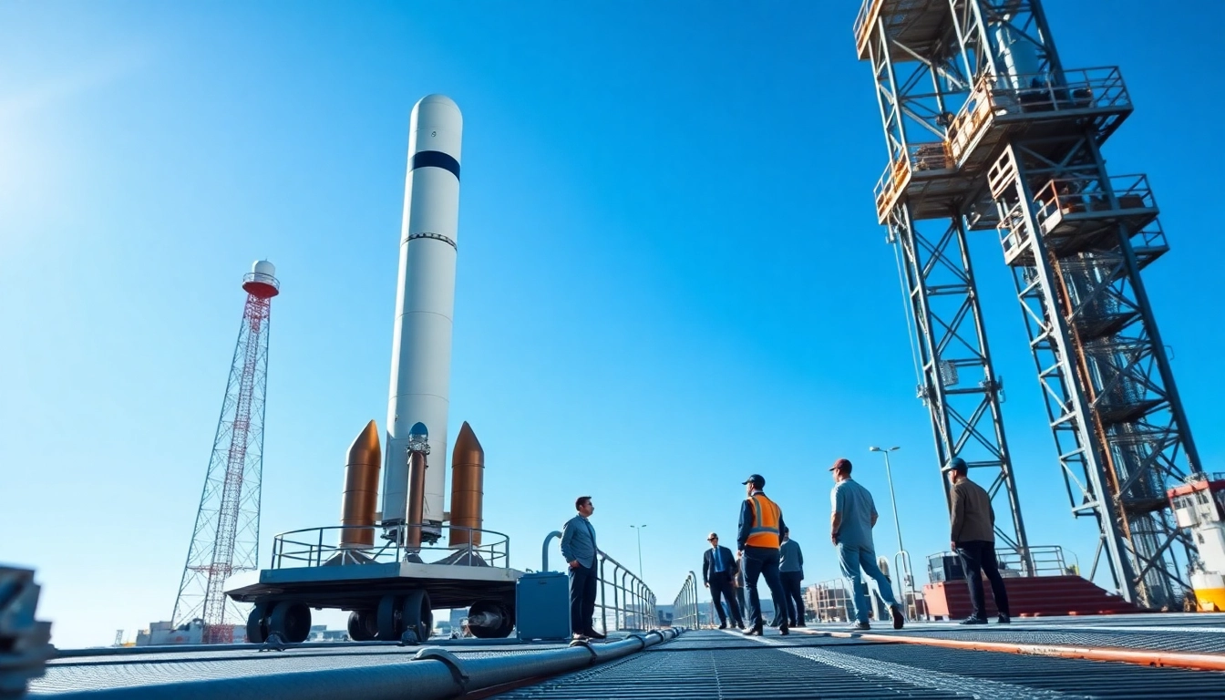 Showcasing the revenue rocket lab with a rocket ready for launch in a high-tech facility.