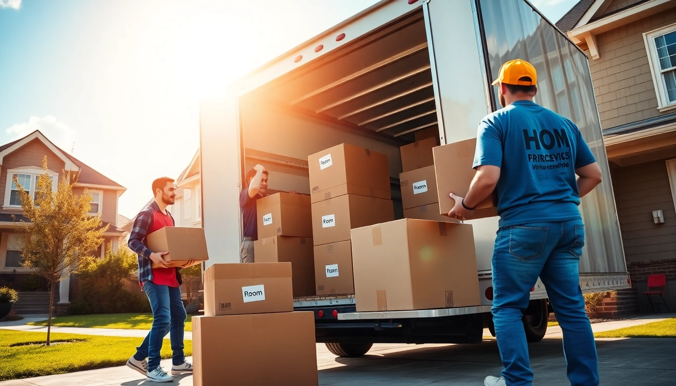 Packing items for relocation with expert service from https://bennettsmoving.com/ in a sunny residential area.