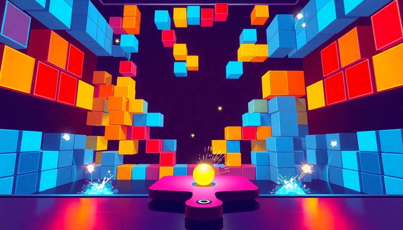 Engaging illustration of Block Breaker de Google showcasing dynamic gameplay elements and colorful blocks.