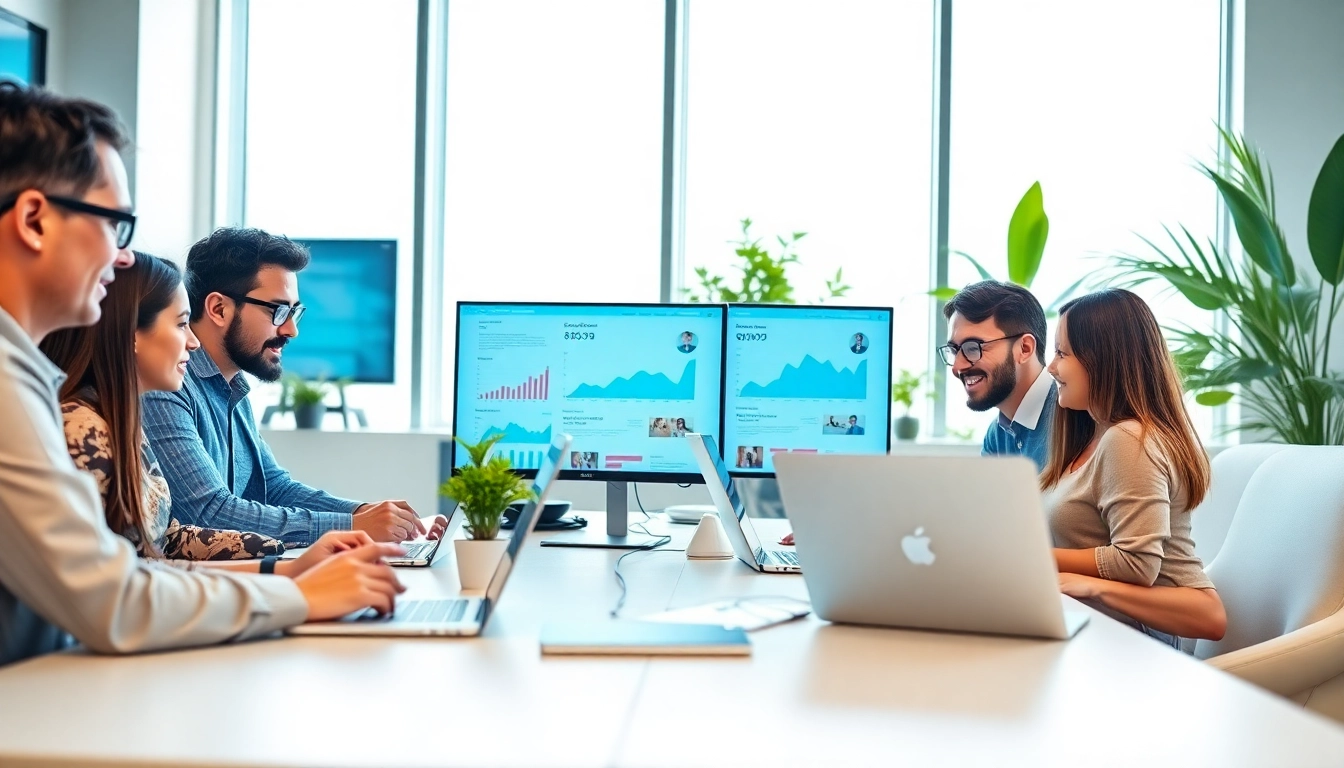 Showcasing website design and seo companies collaborating in a modern office