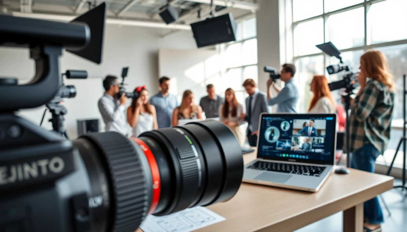 Streamlining the crowdfunding video production process with a dedicated team in an energetic studio environment.