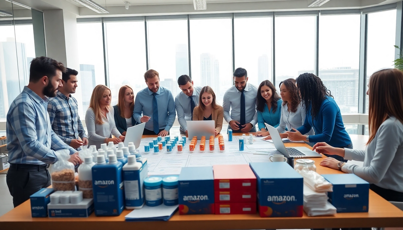 Collaborative discussion on amazon business wholesale in a professional office setting.