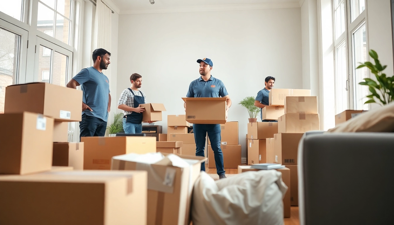 Brooklyn movers efficiently transporting boxes in a bright home during relocation.