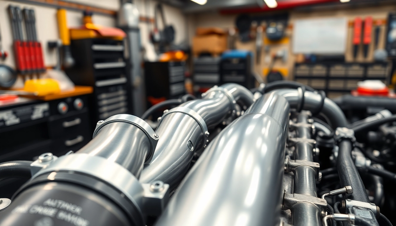 Detail of charge piping installation showcasing high-performance automotive components